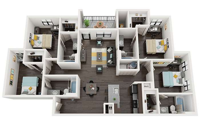 4BR/4BA – D1 Standard – LVP floor plan