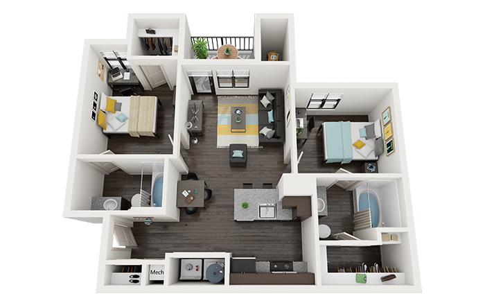 2BR/2BA – B1 Elite floor plan