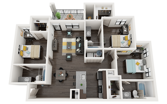 3BR/3BA – C1 Elite floor plan